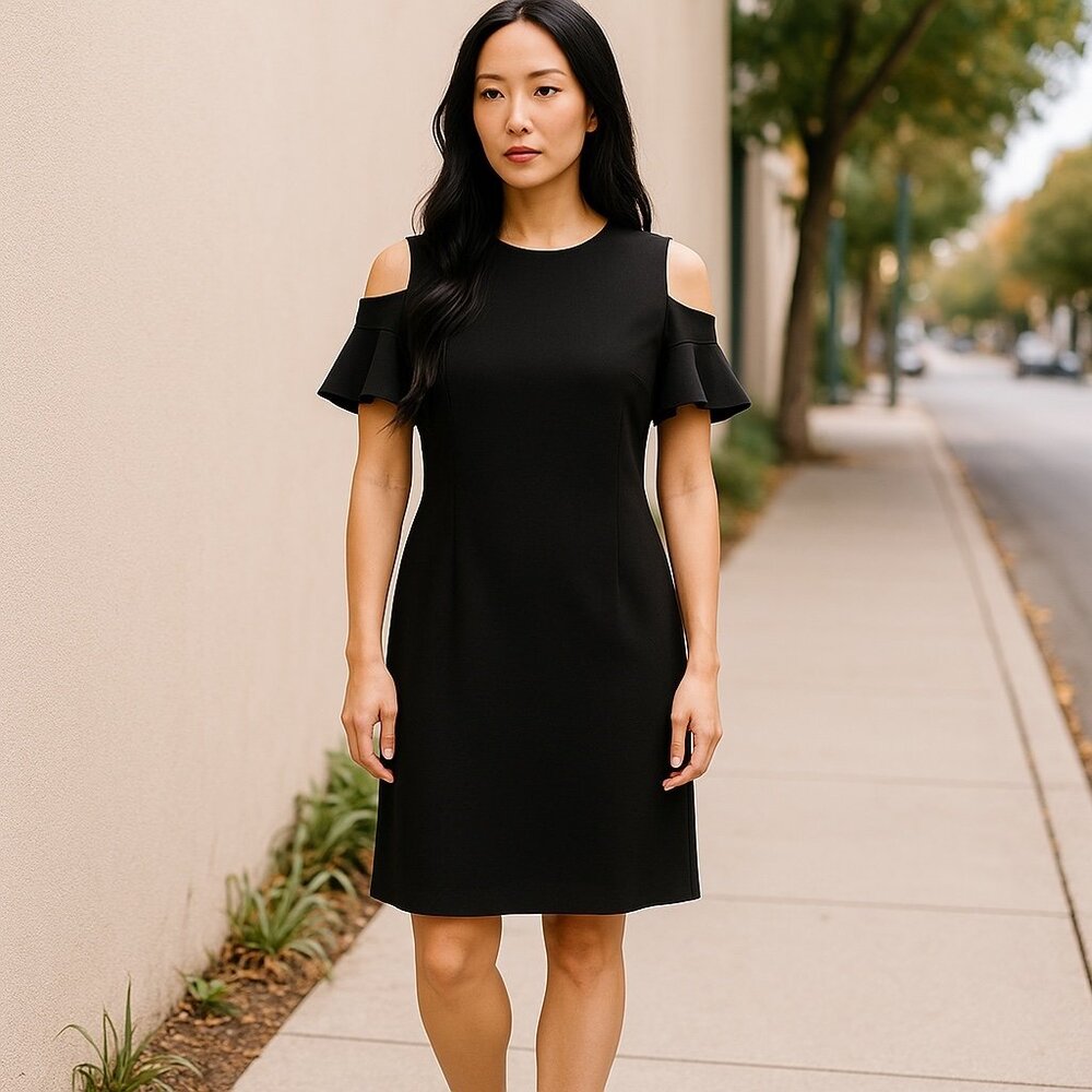 Calvin Klein LBD Cold Shoulder Dress